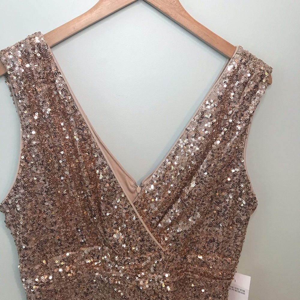 BELLE BADGLEY MISCHKA Blush Rose Sequin Gown Dress - Picture 7 of 8